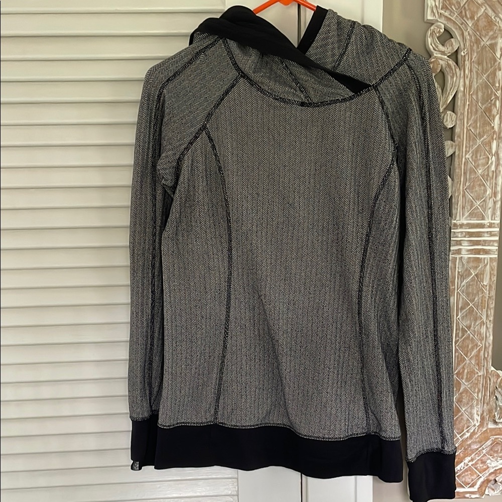 Lululemon Athletica Gray and Black Hooded Sweatshirt
